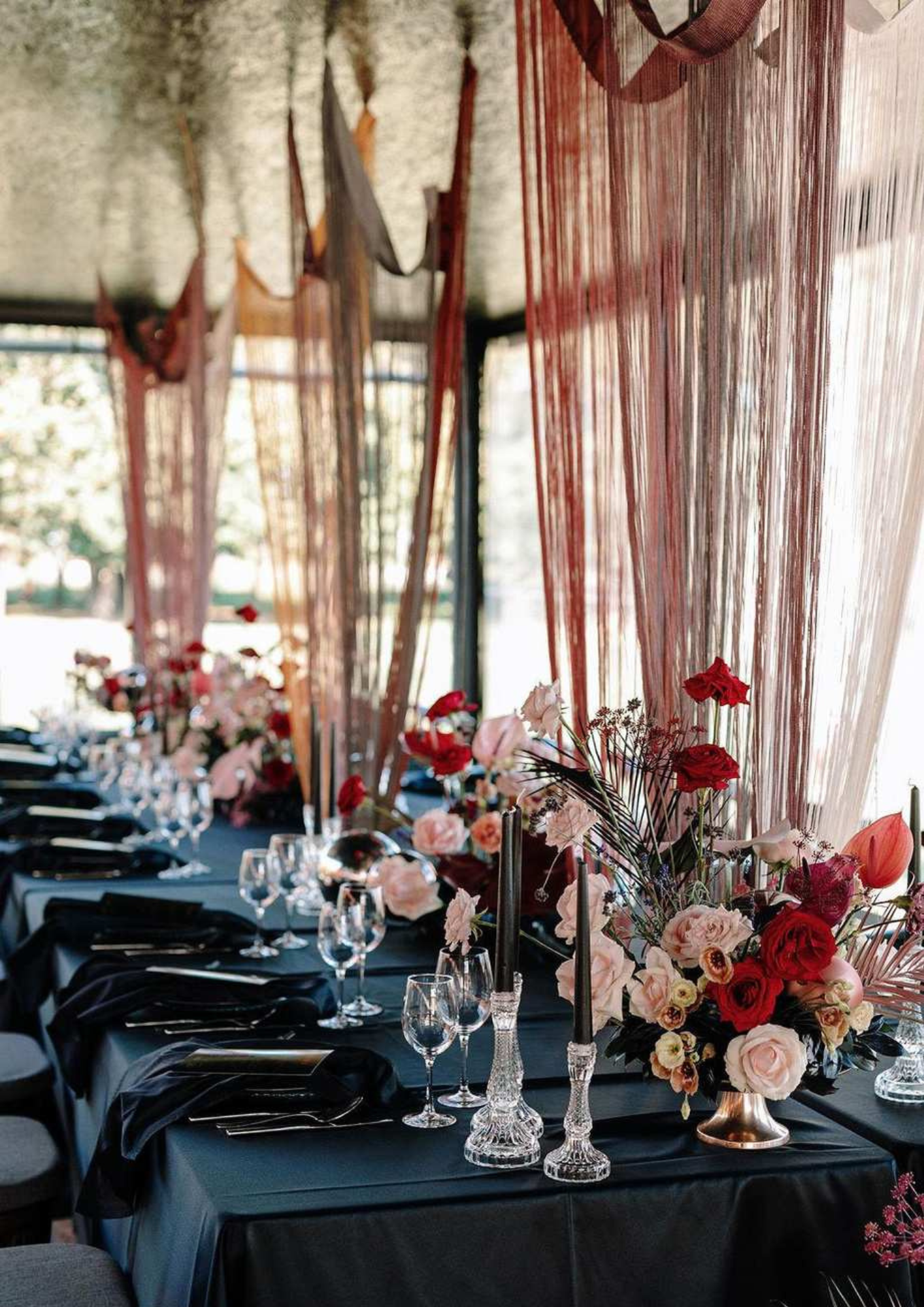 Dark grey satin tablecloth