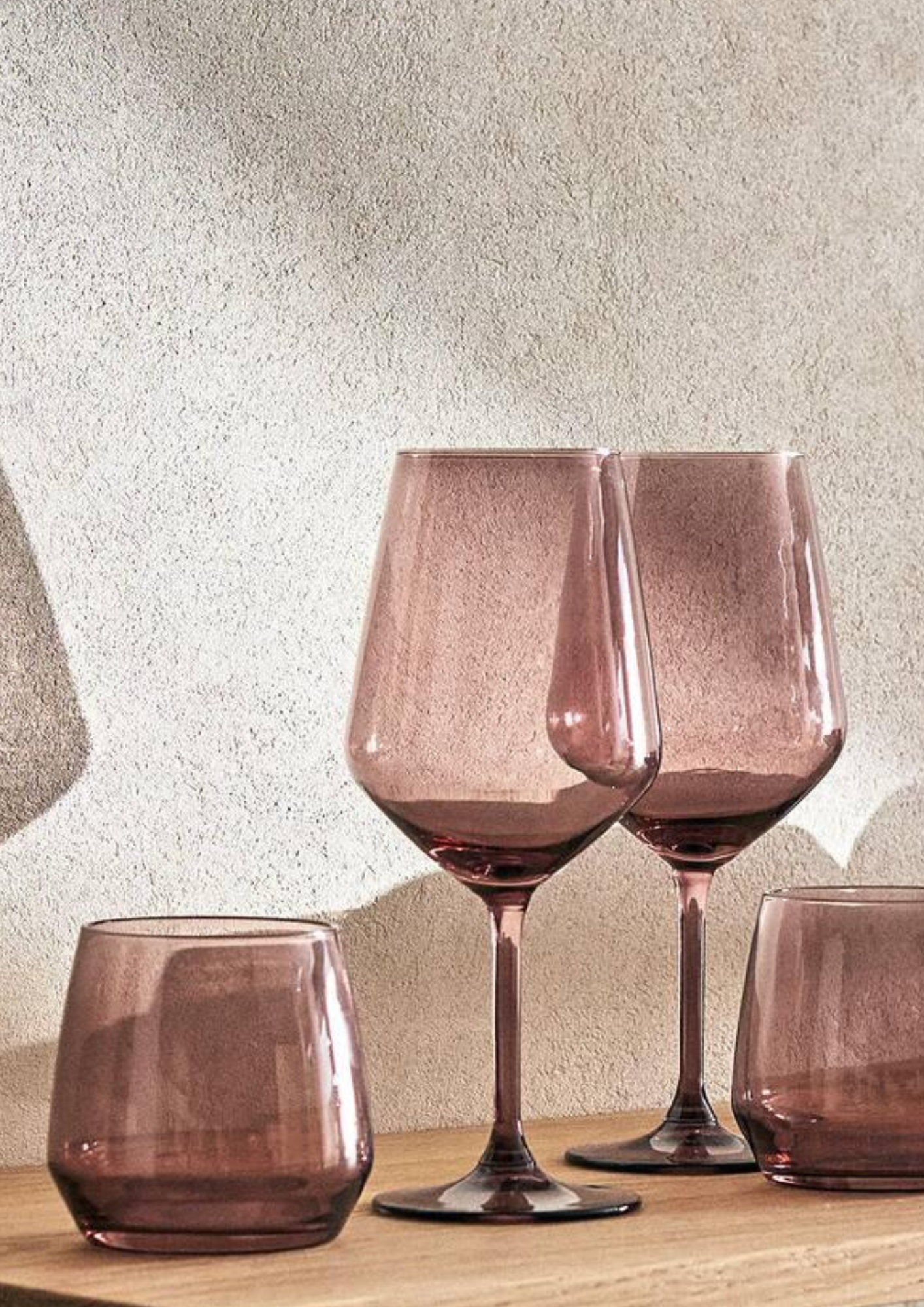 Burgundy wine and watter glasses