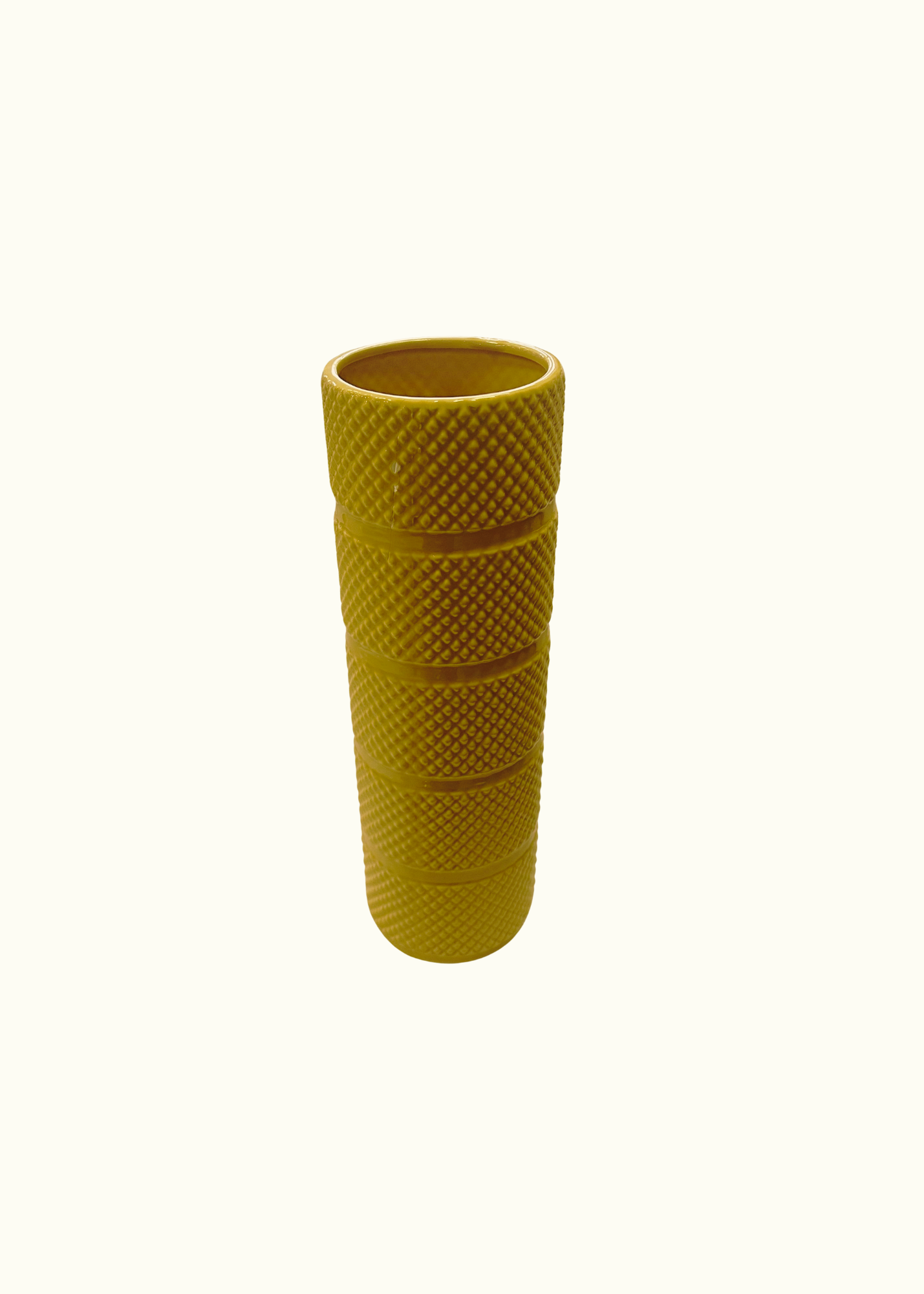Tall yellow ceramic vase