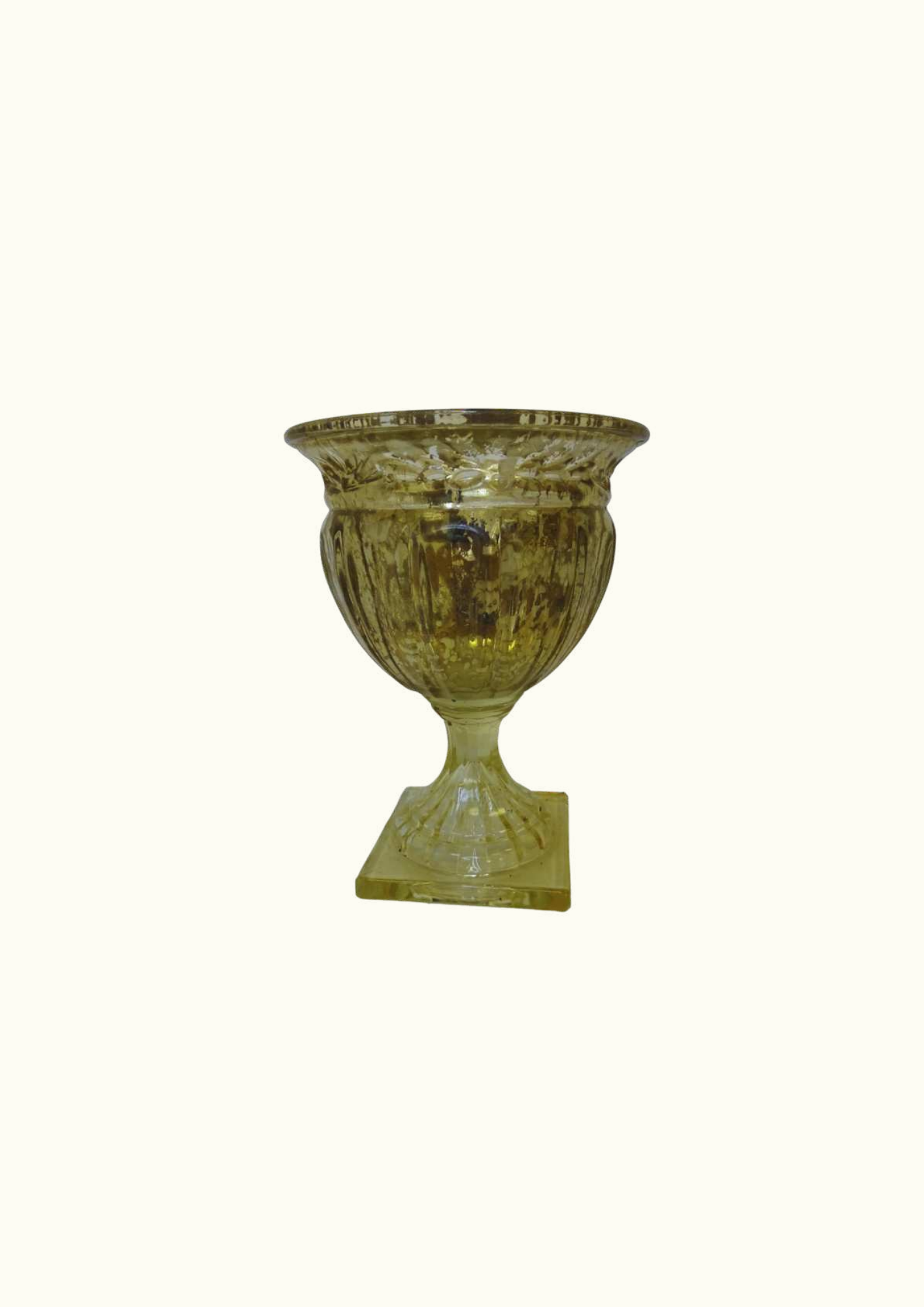 Glass vase chalice with gold texture