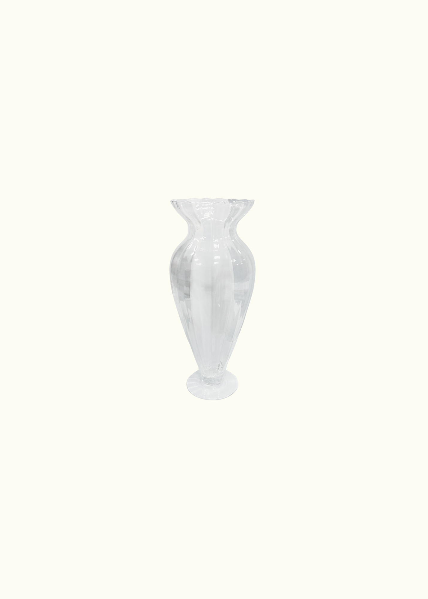 Glass vase with ribbed design