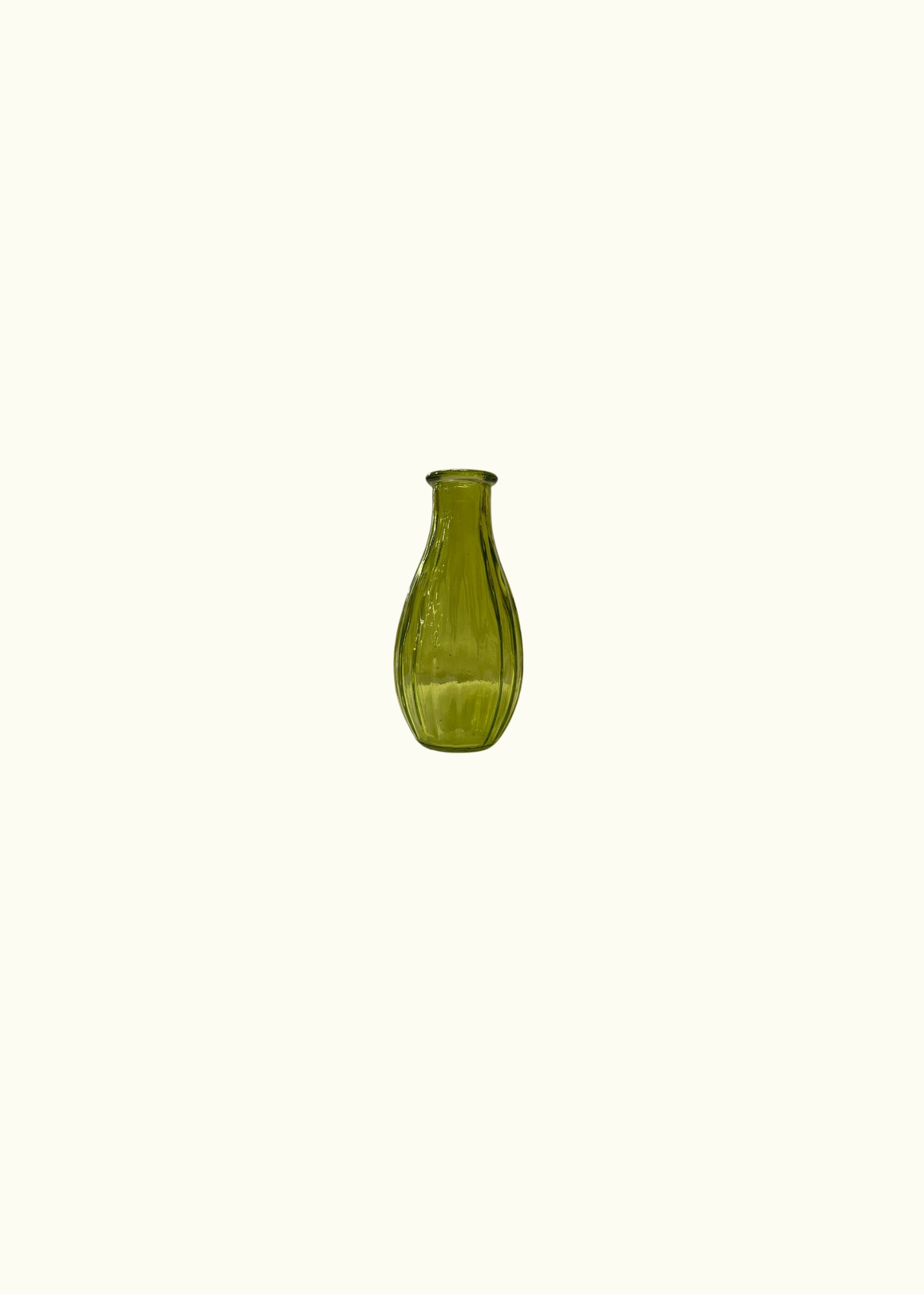 Glass vase with ribbed texture