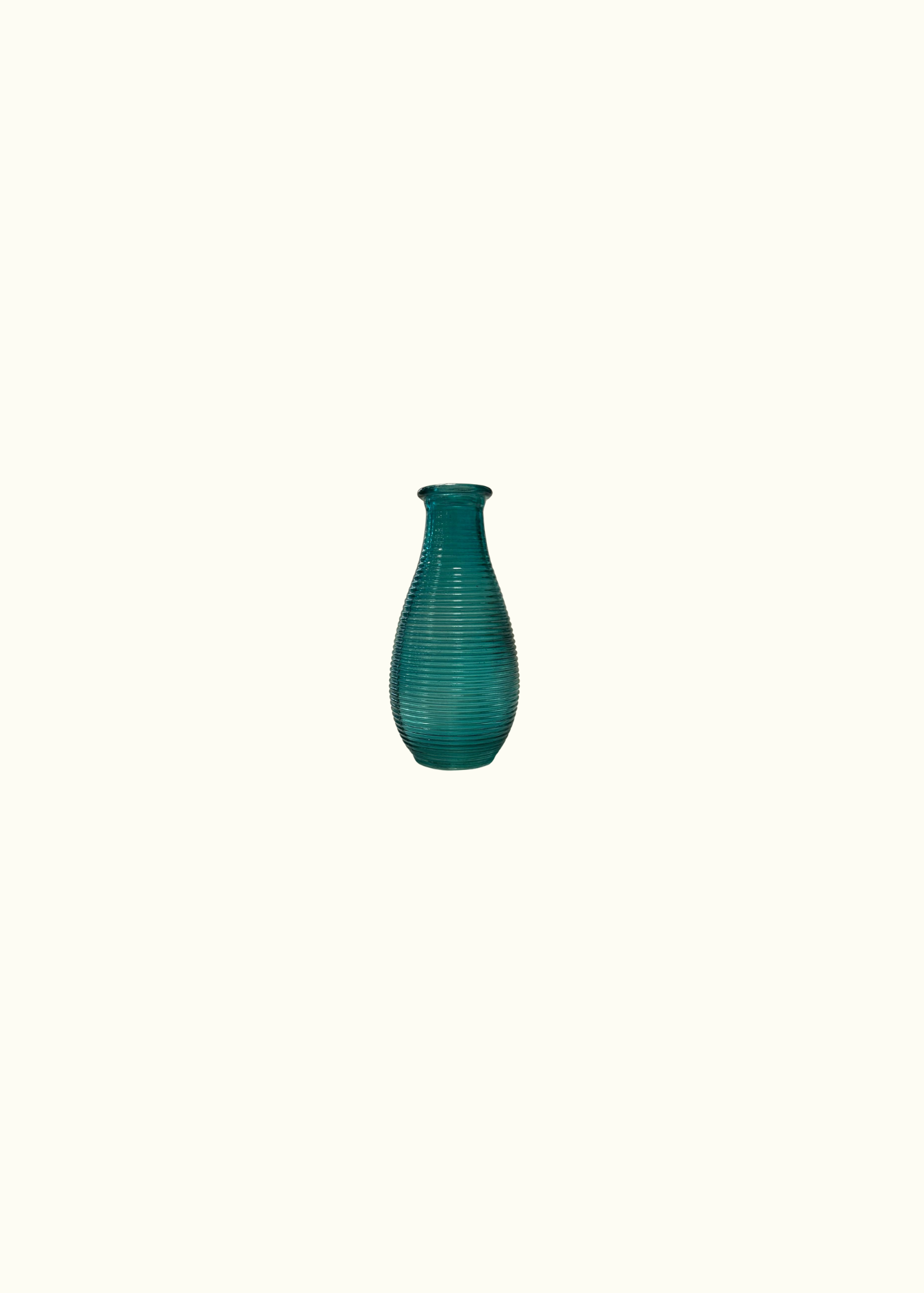 Glass vase with horizontal ribbed structure