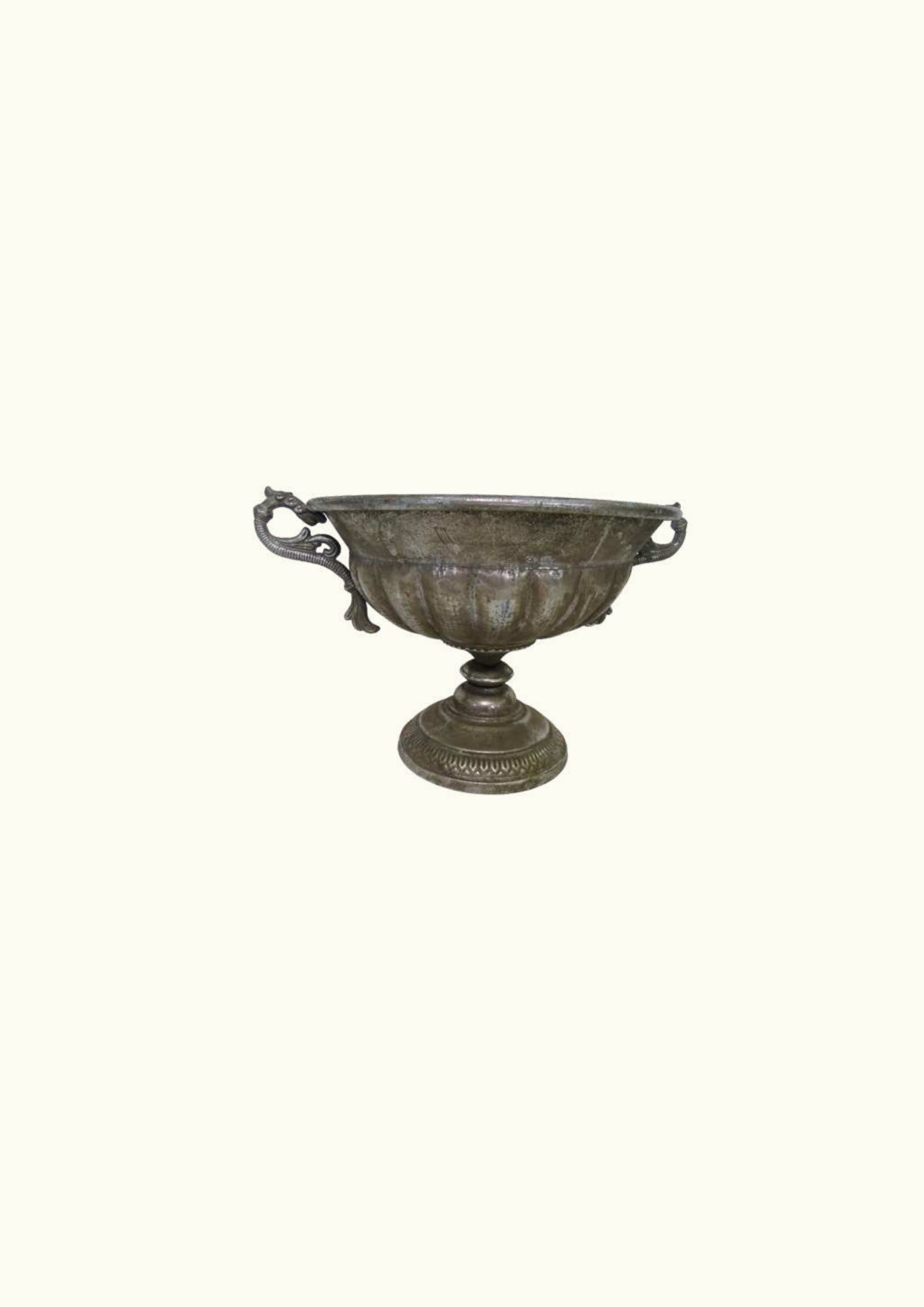 Silver metal chalice with handles