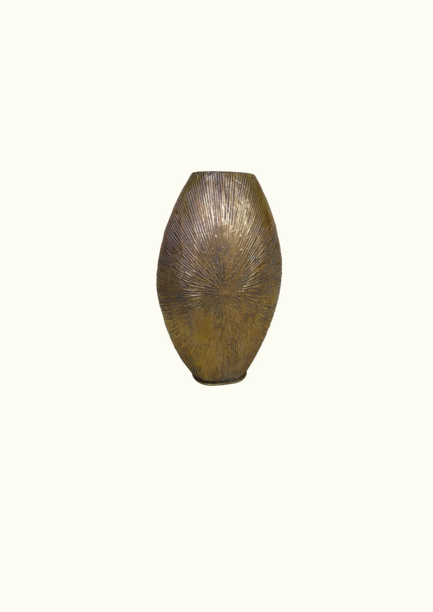Gold metal elongated flat vase