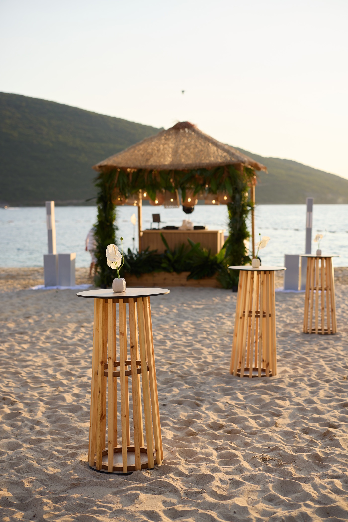 Wooden bar table with planks