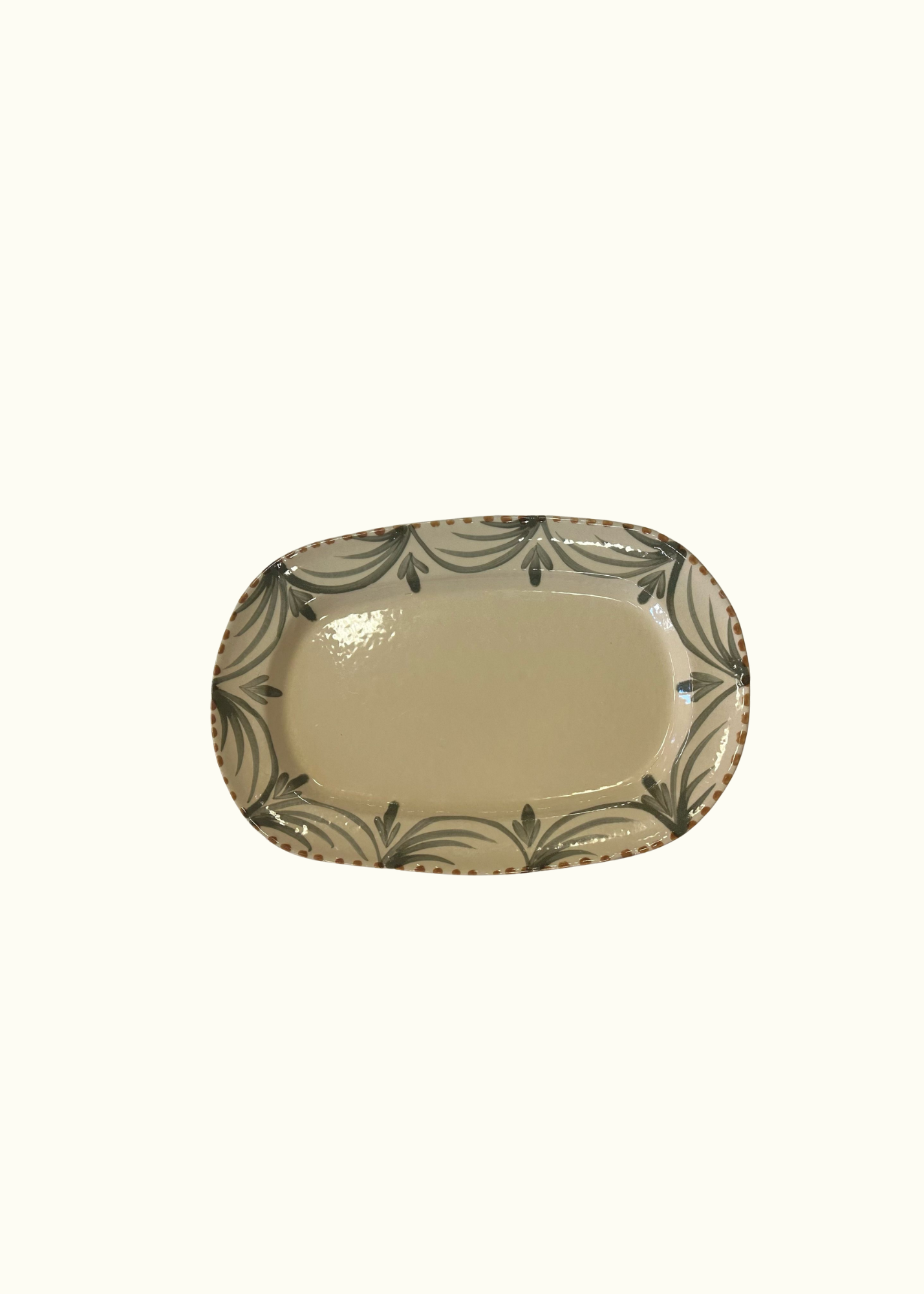 White oval with pattern