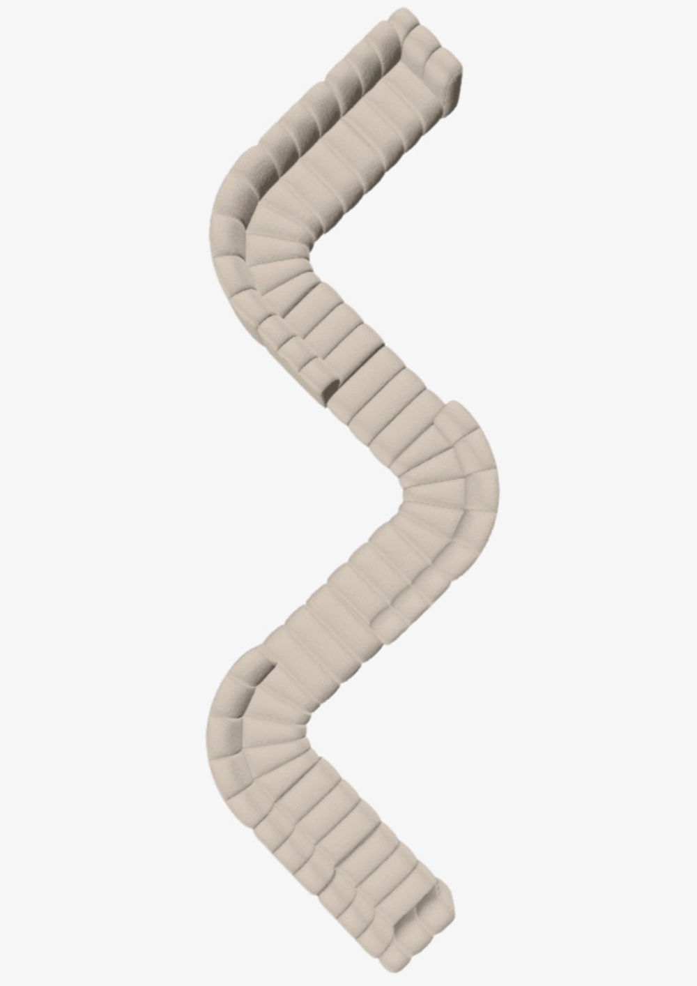 Cream-colored, sinuous sofa