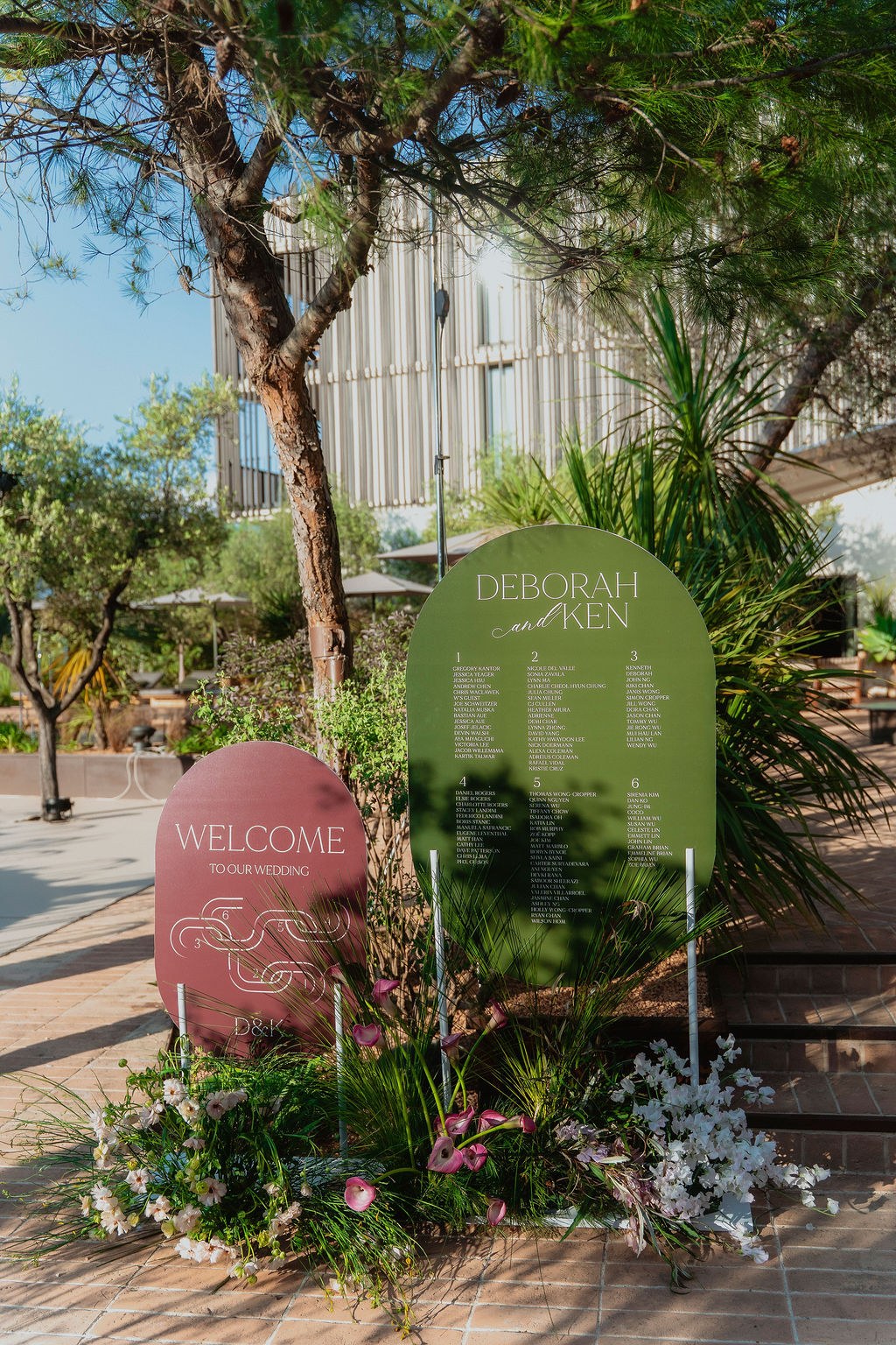 Welcome sign stand & seating plan